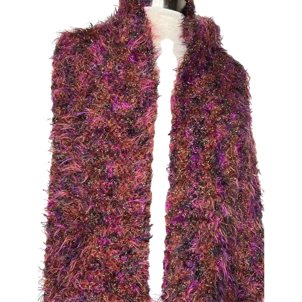 Three scarf set 1 maroon stretch soft knit 2 marbled black white gray 3 white
